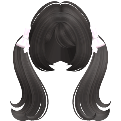 ‿੭ ♡ sweet ribbon pigtails in brown ⸝⸝ Roblox item