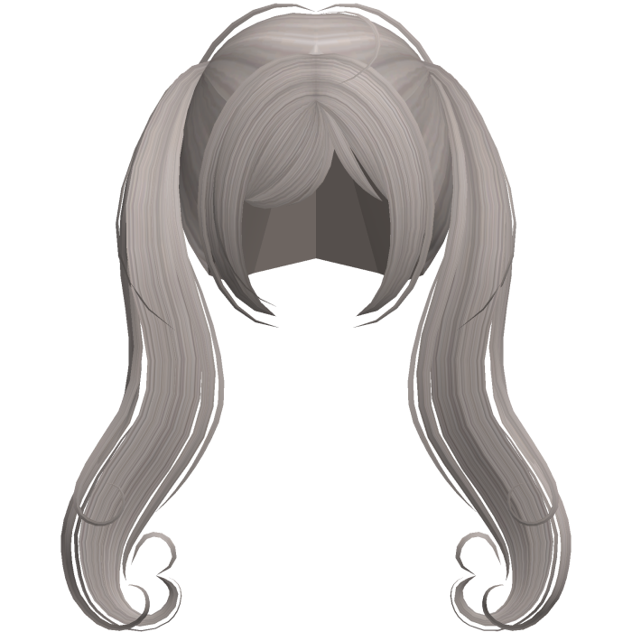♡ heart curled shy dolly pigtails ash grey