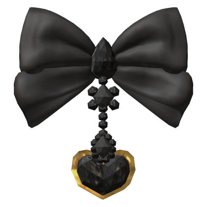 Black Ribbon Diamond Heart Chained Glazed Hair Bow Roblox item