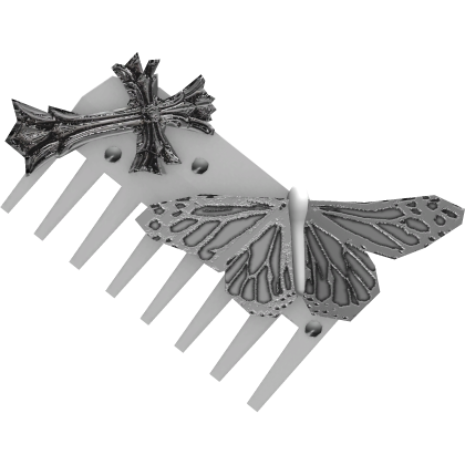 ʚ♡ɞ gothic butterfly cross hair comb in white Roblox item