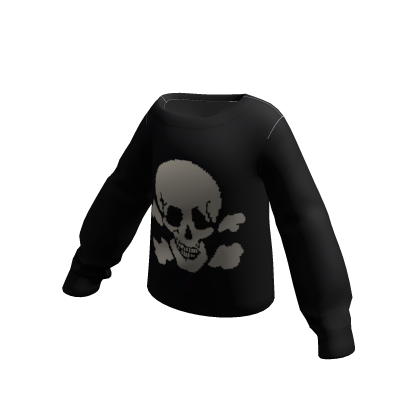 Black Skull One Shoulder Sweater