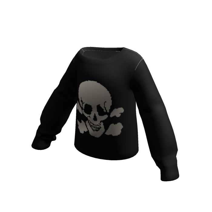 Black Skull One Shoulder Sweater