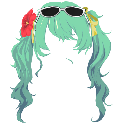 Brazilian Miku Green Twintails Hair w SunGlasses Roblox item