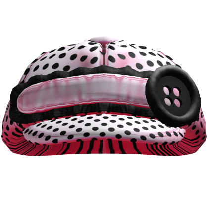 Ruffled Buttoned Cap (Pink Polka Dots)
