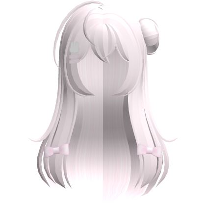 Cute Long Pink Bunny Hair w Pink Bows + Clips  Roblox item