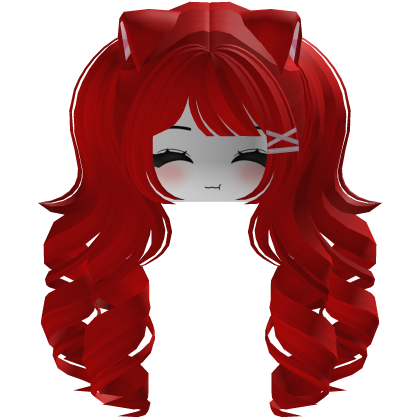 Cute hair emo Y2K cat-ear braids (Red)