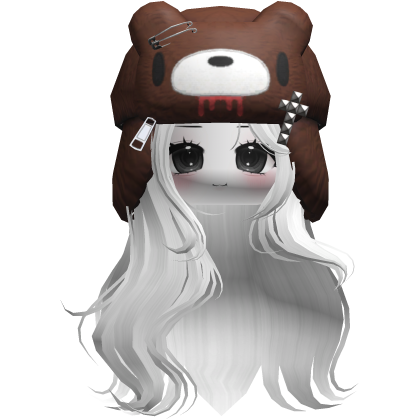 Fuzzy Bear Ushanka Flowy Long Hair (White)