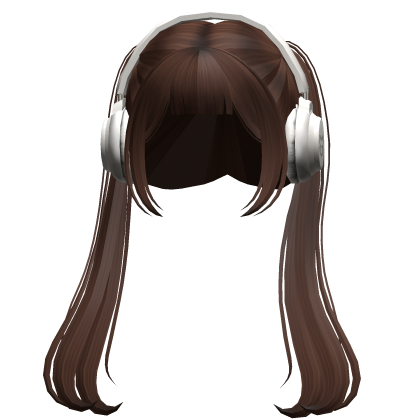 Long Anime TwinTails w/ Headphones (Brown)  Roblox item