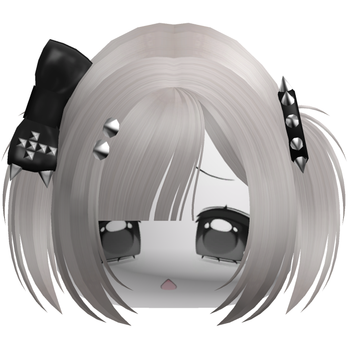 Emo Moe Ash Blonde Baby Pigtails /w Bow & Studs