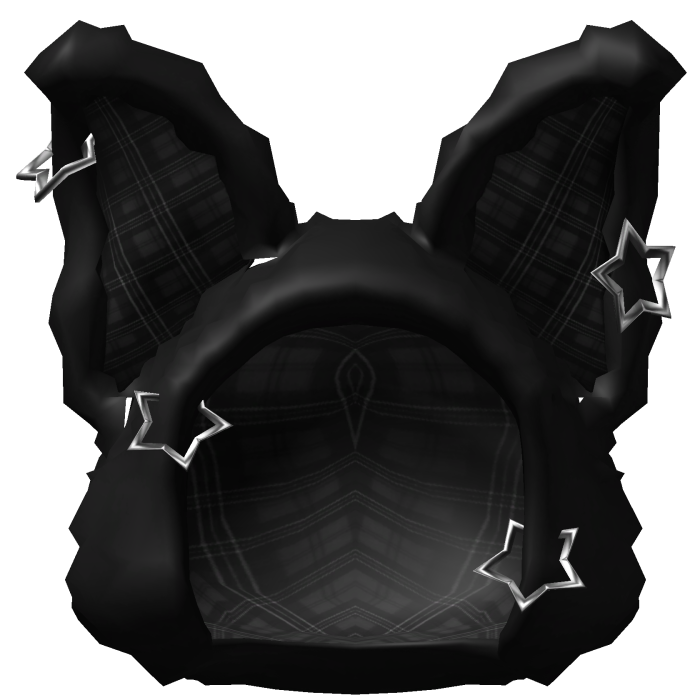 Black Plaid Fuzzy Bunny Black Hood