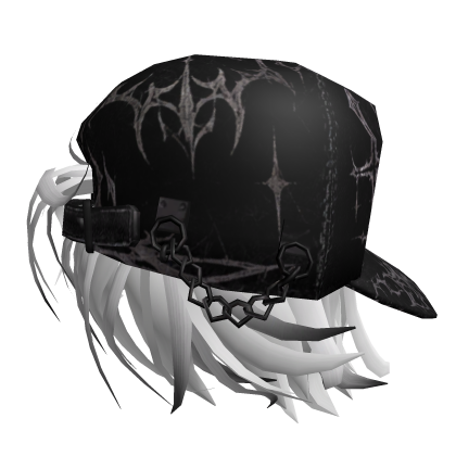 White Messy Cover Bangs Hair w Y2k Cap 