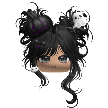 Halloween Pumpkin Buns w/ Bows (Black) Roblox item