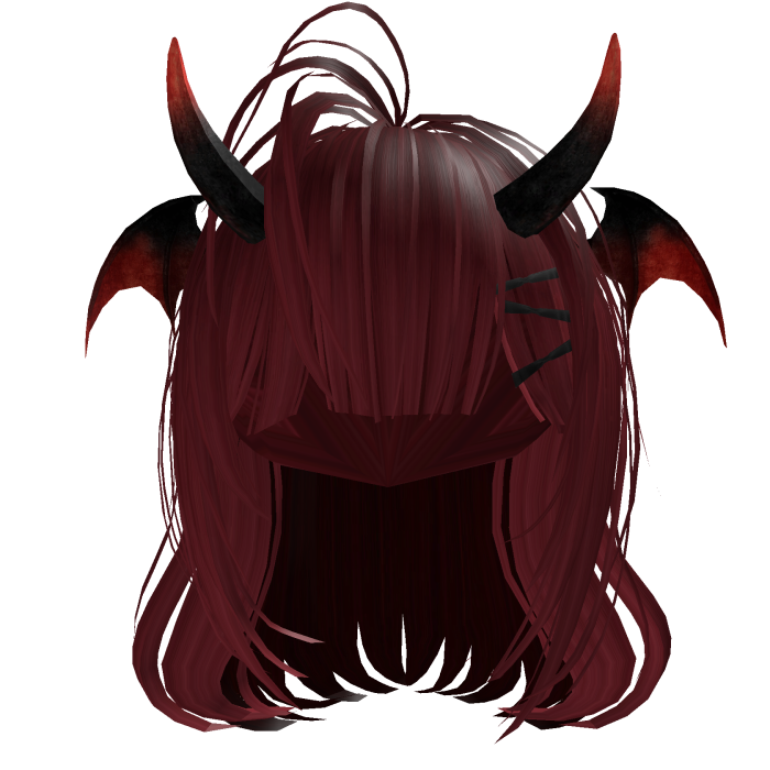 Kawaii little devil manga style wine red hair