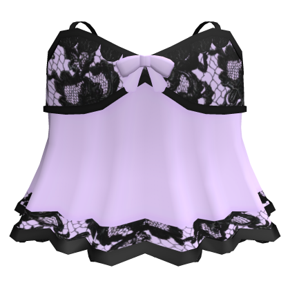 Cute Purple Baby Doll Black Lace Bow Short Dress thumbnail