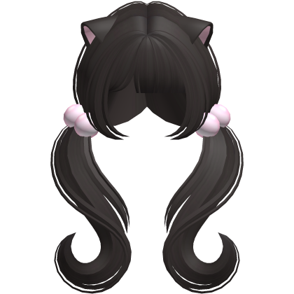 ♡ kawaii moe wavy pigtails w cat ears (dark brown)