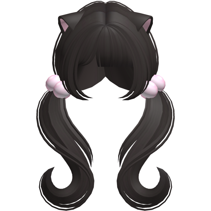 ♡ kawaii moe wavy pigtails w cat ears (dark brown)