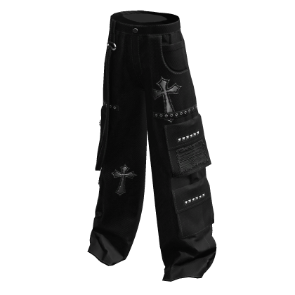 Cross Y2K Cargo Pants Black & Metal