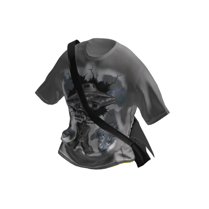 💜 Cyber Graphic Tee with Cross Bag_Gray thumbnail