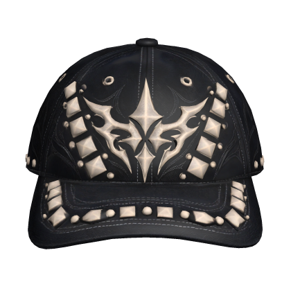 Black Thrifted Studded Hat