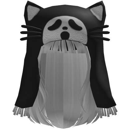 Halloween Ghost Cat Beanie w/ White Hair