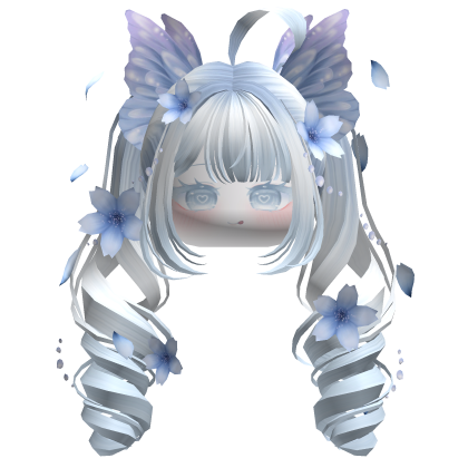 Mystical Sakura Petal Pigtails (Light Blue)