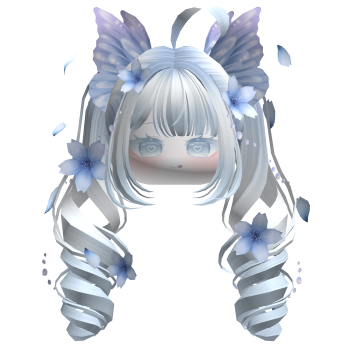 Mystical Sakura Petal Pigtails (Light Blue)