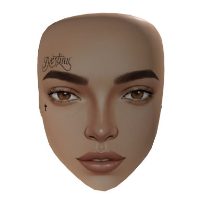 Realistic White Boy Face Makeup Man head W/ Tattoo Roblox item
