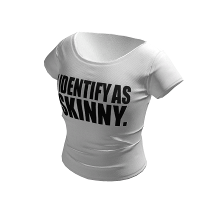 I IDENTIFY AS SKINNY. Cropped Tee Shirt | White thumbnail