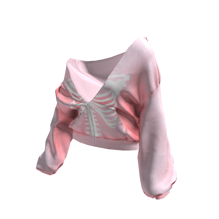 Skeleton Pullover Baggy Hoodie Pink