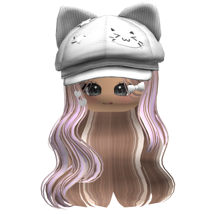Colorful Milktea Kitty Ears Cap Wavy Hair
