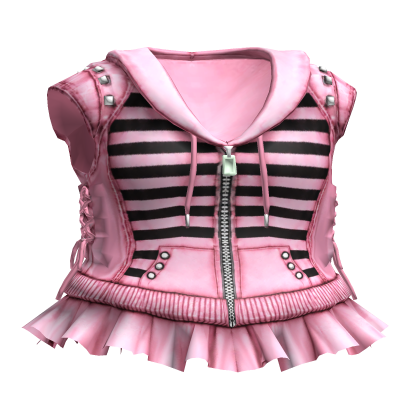  Cute Pink Striped Hoodie W Side Laces 3.0
