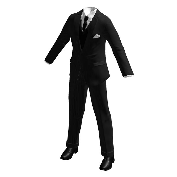 Black Suit Classy Pinstripe Fitted