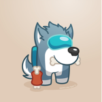 Among us blue wolf UwU
