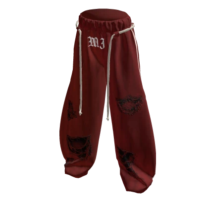 MJ - Baggy Sweatpants With Rope Red | Roblox Item - Rolimon's