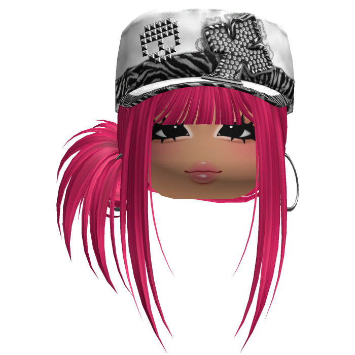 Gyaru Side Bun Hair w/ Zebra Cap & Earrings