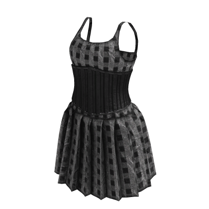 Grunge Flannel Corset Dress (White and Black)