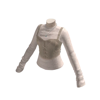 Y2K Goth Layered Lace Turtleneck Top (Cream) | Roblox Item - Rolimon's