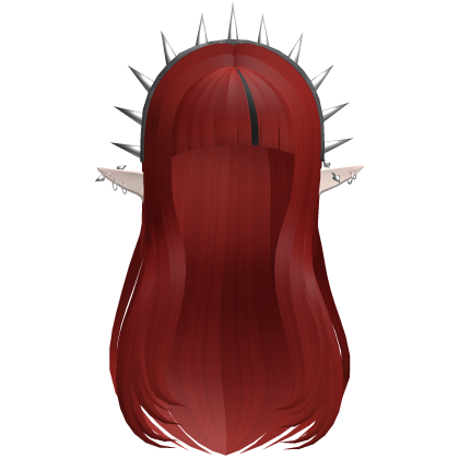 Long Layered Hair w/ Spike Headband Red Roblox item