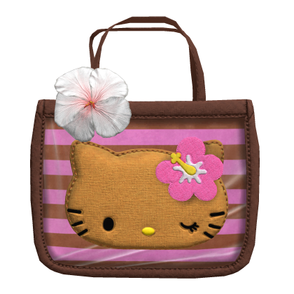 Kitty Flower Tote Shoulder Bag In Pink & Brown