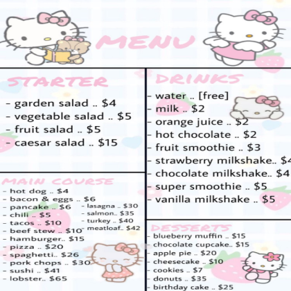 Hello Kitty Bloxburg Menu Roblox decal