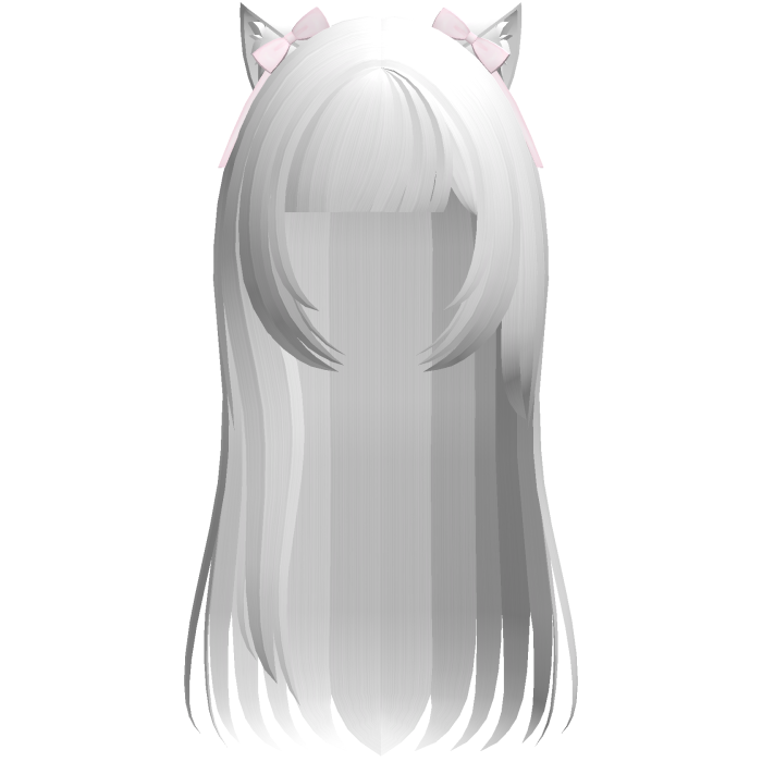 neko cat cute long hair in white