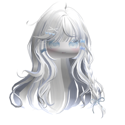 Shoujo Girl Braids w/ Bow Clips (White&Blue) Roblox item