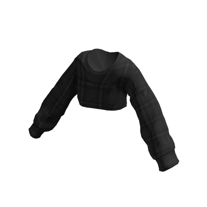 Cropped Crewneck - Black Plaid