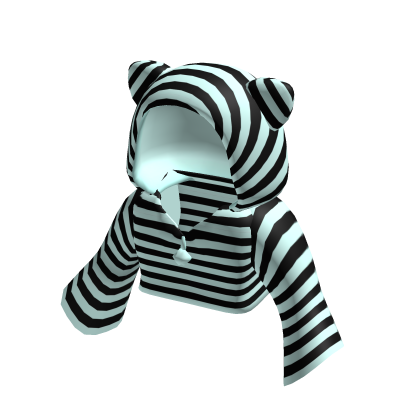cute lazy cat sweater with hood black/mint stripes thumbnail