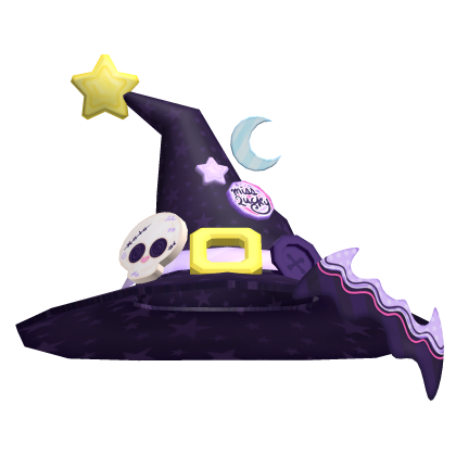 ♡ Cutesy cat witch halloween skull purple hat Roblox item