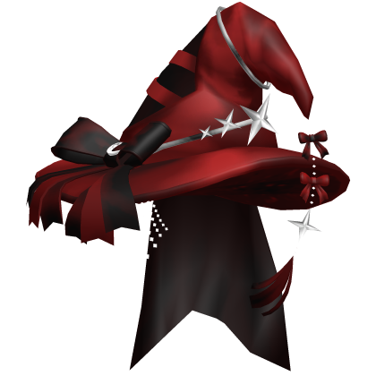 Witch Wizard Hat w Stars & Moon | Red & Black