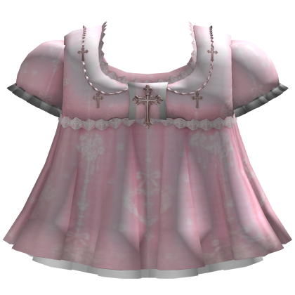 Pink Babydoll Dress with Jesus Cross Details