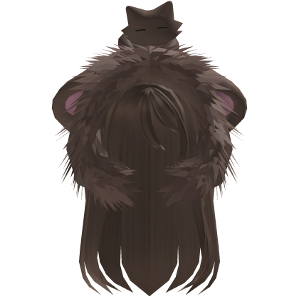 Light Brown Straight Hair W/ Brown Moe Hood Fur