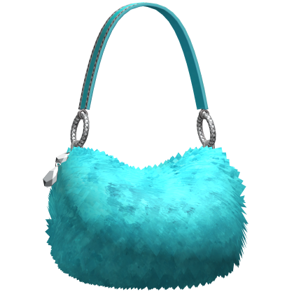 Blue Turquoise Y2K Gyaru Fluffy Fur Handbag • DD33