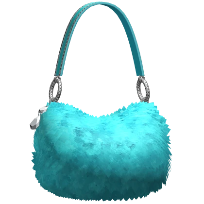 Blue Turquoise Y2K Gyaru Fluffy Fur Handbag • DD33 Roblox item render